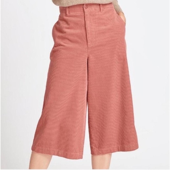 Uniqlo High Rise Wide Leg Corduroy Culotte Pants Size 12 - Picture 1 of 9